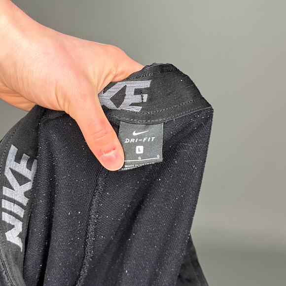 Nike Sweatpants Black Cotton Joggers White Ankle SwooshDri Fit - Picture 4 of 5